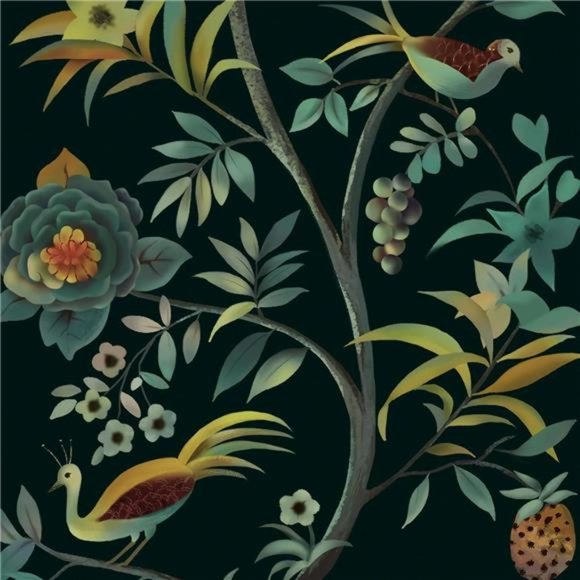 Peel and Stick Wallpaper Vintage Floral Bird Tree Vinyl Roll, 16.1''x118''